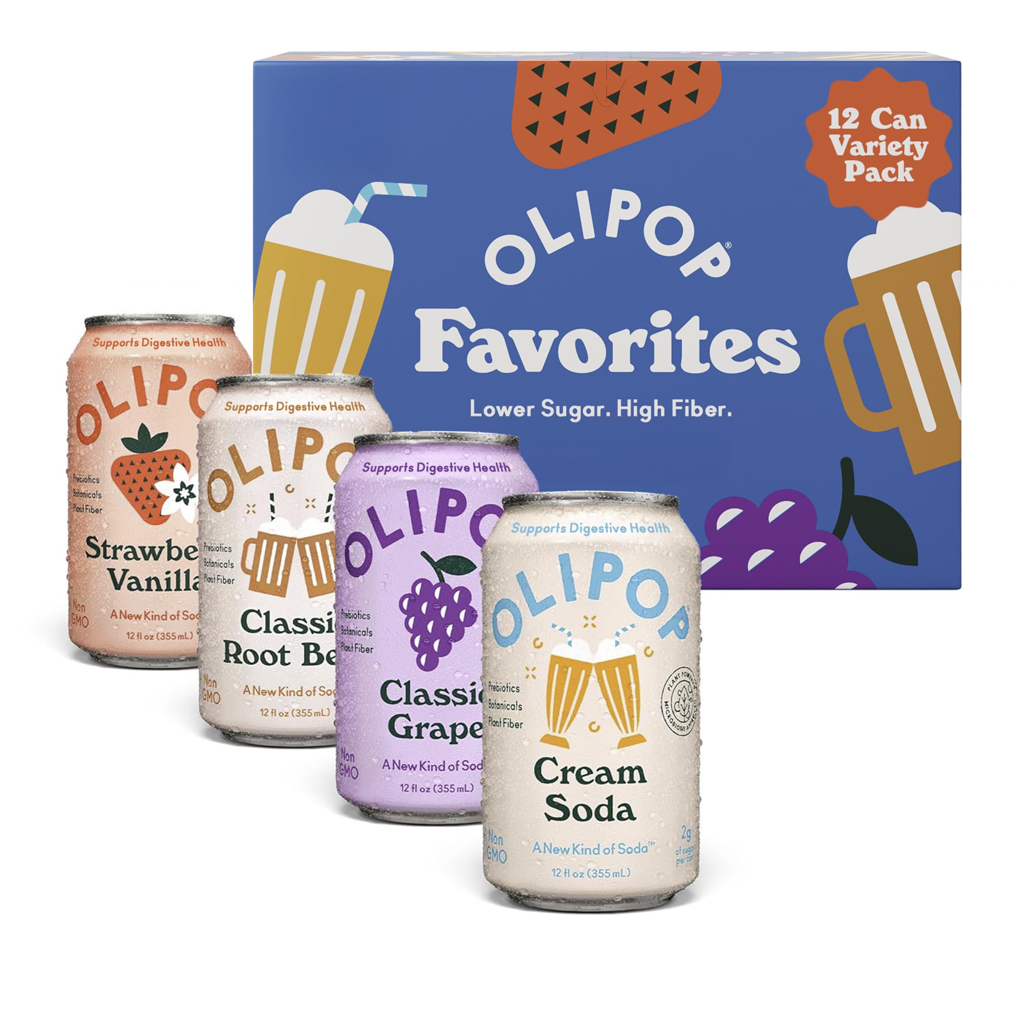 Amazon.com : OLIPOP Prebiotic Soda Pop, Favorites Variety, Pantry